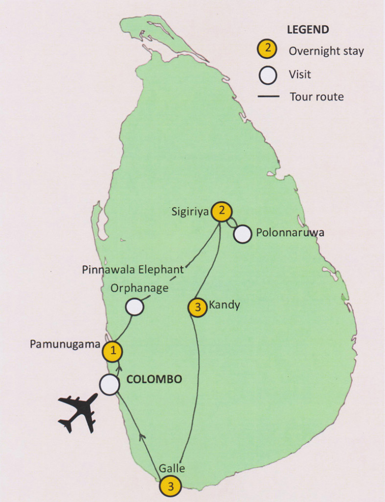 Map Sri Lanka tour Mar19 final 2